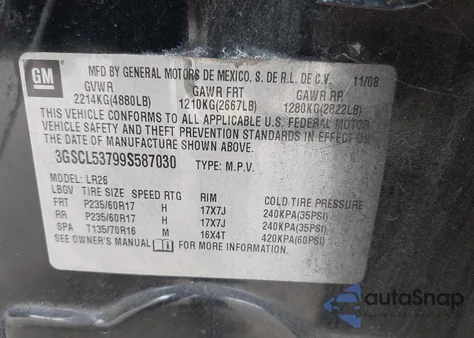 2009 Saturn Vue V6 Xr from USA, damaged, VIN 3GSCL53799S587030